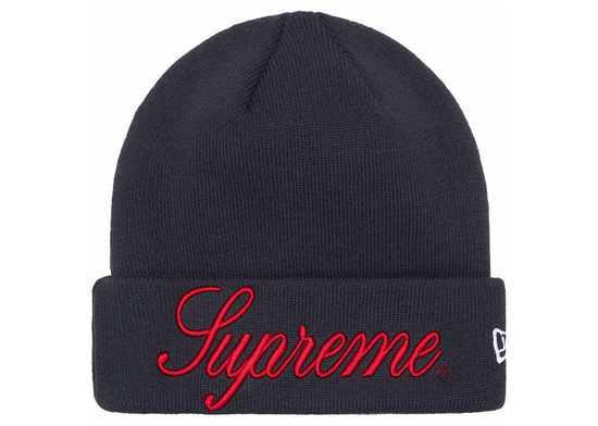 Supreme x New Era Script Beanie (Navy)